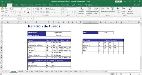 Plantilla De Horarios Del Personal Plantilla Excel Gratis