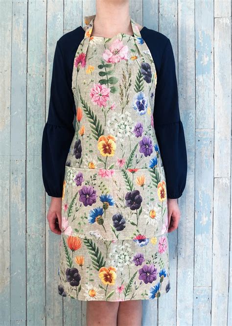 Aprons For Women Summer Flowers Full Apron For Woman With Etsy