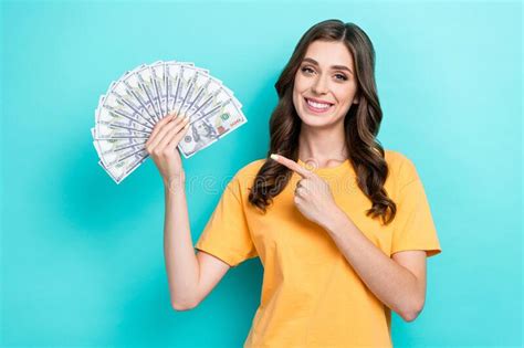 Photo Of Young Confident Positive Cute Lady Woman Hold Money Finger