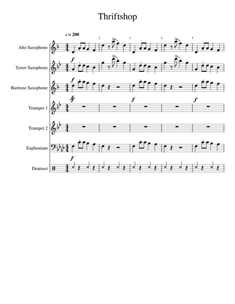 Thrift Shop By Macklemore Sheet Music For Alto Saxophone Tenor