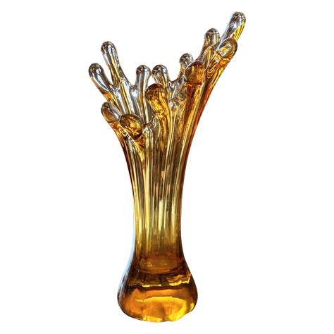 Murano Glass Amber Swirl Vase At 1stdibs