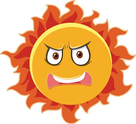 Sun Cartoon Character With Angry Face Expression On White Background