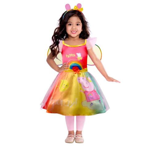 Childs Peppa Pig Rainbow Fairy Fancy Dress Costume Book Day Kids Girls