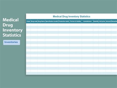 EXCEL Of Medical Drug Inventory Statistics Xlsx WPS Free Templates