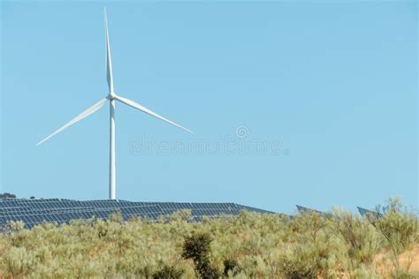 Solar Energy Panel Photovoltaic Cell And Wind Turbine Farm Power