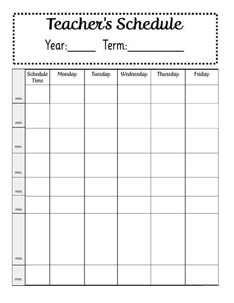 Teachers Schedule Template Download Fillable Pdf Templateroller