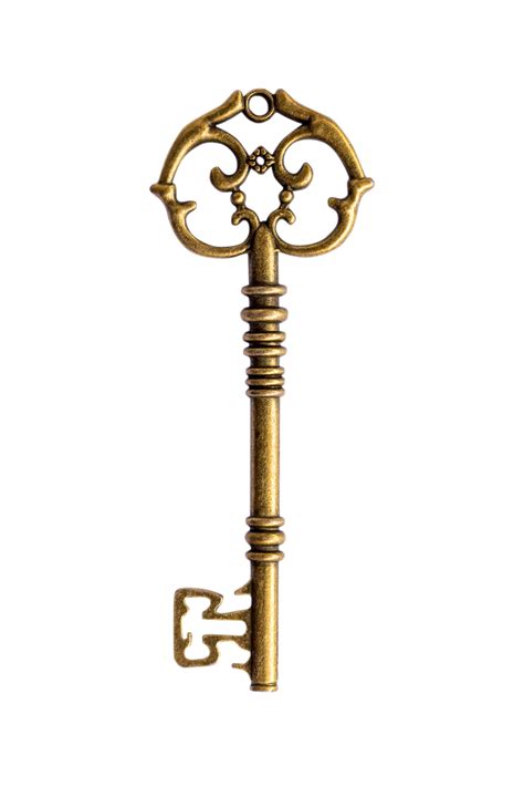 Close Up Old Vintage Key Isolated On Transparent Background Png Realistic Design Element