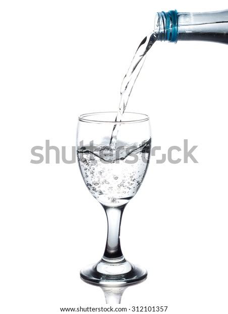 Pouring Water Glass On White Background Stock Photo 312101357