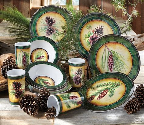 Find the best prices for dinnerware sets at shop better homes & gardens. Pinecone Haven Dinnerware Set (12 pcs) | Black forest ...