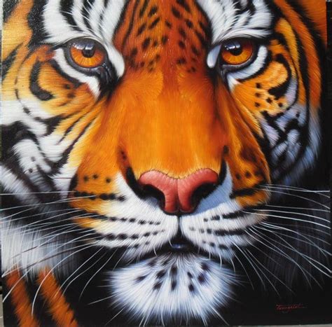 Tigre peinture peinture à lhuile sur toile Taille 40 X 40 Artiste