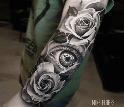 Photo Roses And Eye Tattoo By Mike Flores Photo 27849 Eye Tattoo