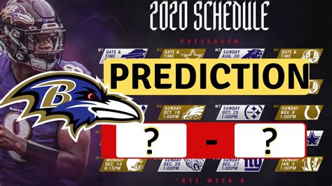 baltimore ravens 2020 schedule predictions 🏈🏈🏈🏈 youtube