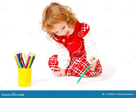 Creative Girl With Pencils Stock Photo Image Of Positive 11734030