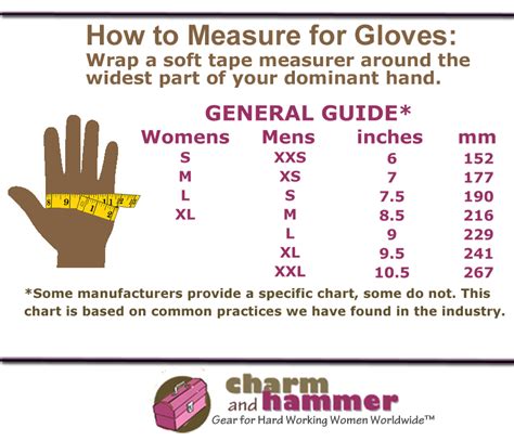 Take this into account when measuring your hand for a golf glove. Charm and Hammer: How to measure for PPE, Size Charts