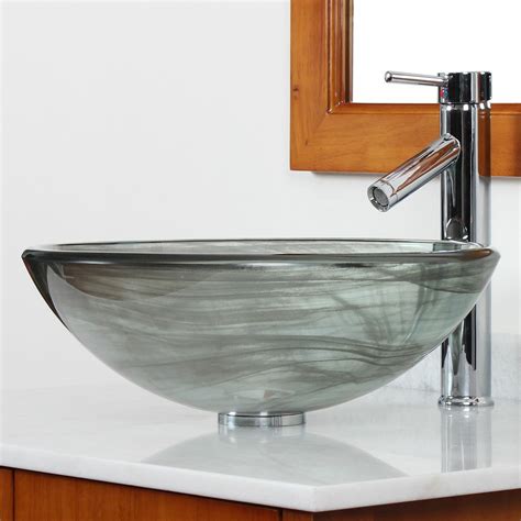 Elite Double Layered Tempered Glass Bowl Vessel Bathroom Sink And Reviews