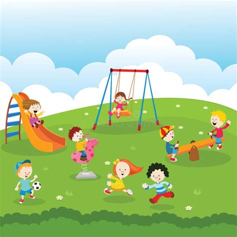 Kids At Park Stock Vector Illustration Of Garden Playing 52550384