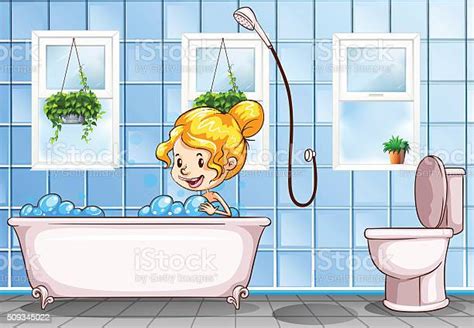 Ilustración De Chica Tomando Baño En El Baño Y Más Vectores Libres De