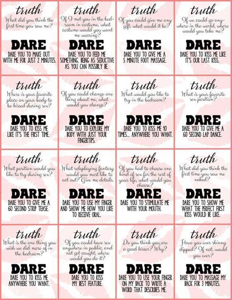 Couples Truth Or Dare Printable Game Spice Up Date Night With This Fun Game You Can Put
