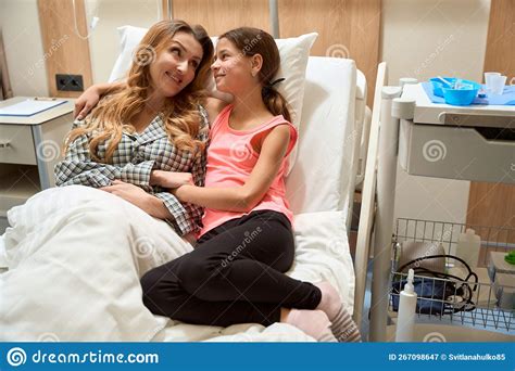 Young Girl Visits Her Mother In Clinic Stock Image Image Of Medicine