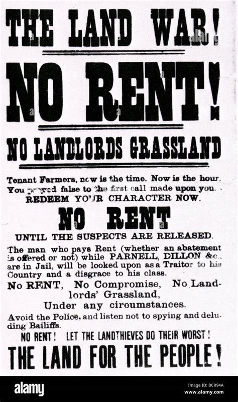 Irish Land League Poster 1881 Demanding Non Payment Of Rents To Secure