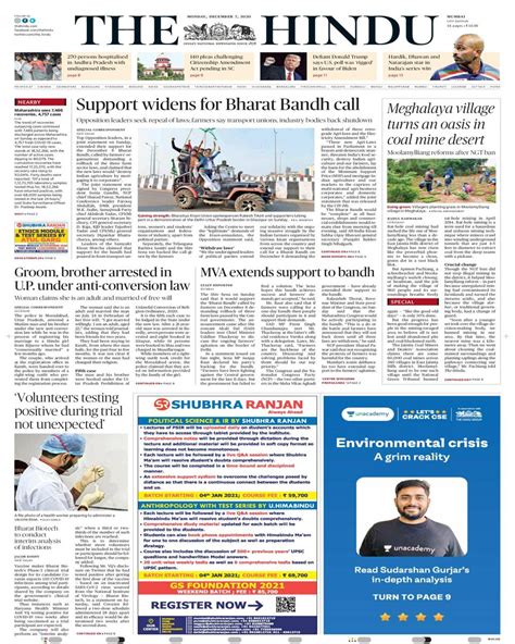 The Hindu Mumbai December 07 2020 Newspaper Get Your Digital
