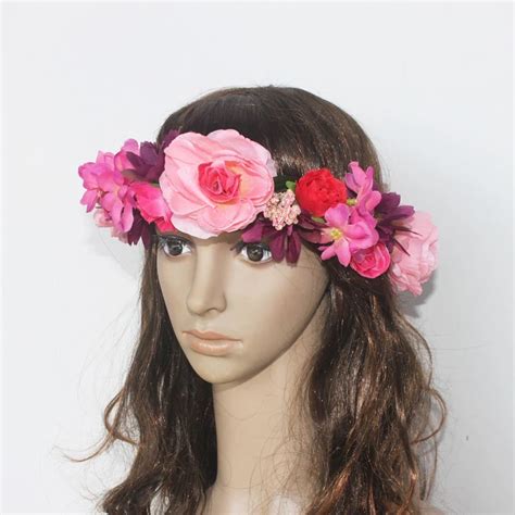 women s artificial flower wreath headpiece crown flower floral garland for wedding bridal deco