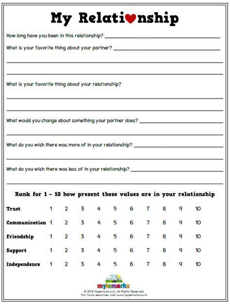 Free Printable Couples Therapy Worksheets Pdf