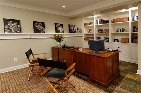 The basement office space is highlighted. Basement Office Ideas| Basement Masters
