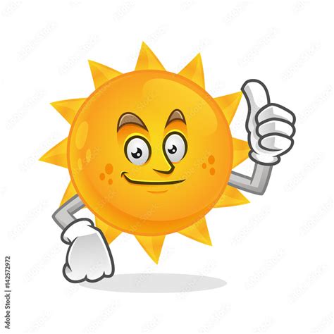 Vecteur Stock Smile Thumb Up Sun Mascot Sun Character Sun Cartoon
