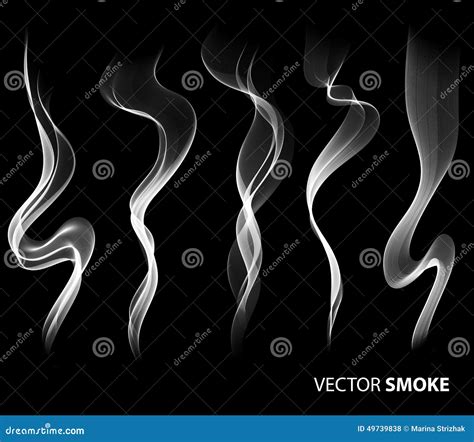 Set Of Vector Realistic Smoke On Black Background Stock Vector