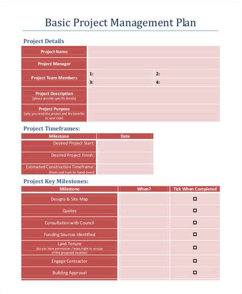 Free Project Management Template Whgerty