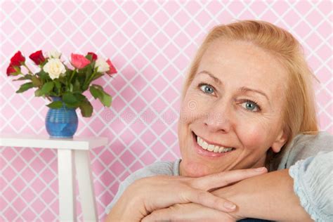 Portrait Woman With Flowers Stock Photo Image Of Walking Moving