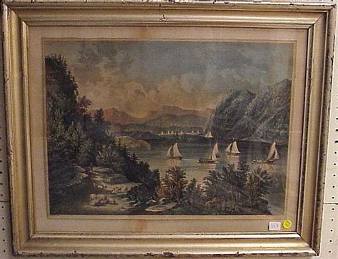 Lot Currier And Ives Colored Lithograph Scenery Of The Hudson Near