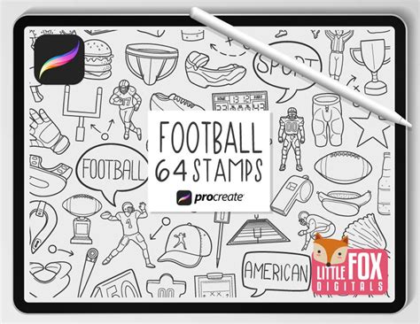 Football Stamps Procreate Brushes Sport Icons Sport Bundle Doodles