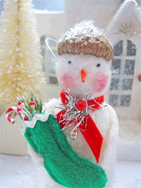 Vintage Inspired Handmade Snowmen Christmas Tree Ornament Etsy