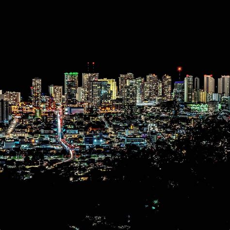 The Honolulu Night Skyline Lights Up With Color Honolulu