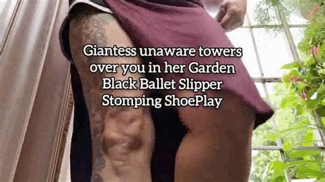Giantess Unaware Towers Over You In Her Garden Black Ballet Slipper Stomping Shoeplay Avi Lola