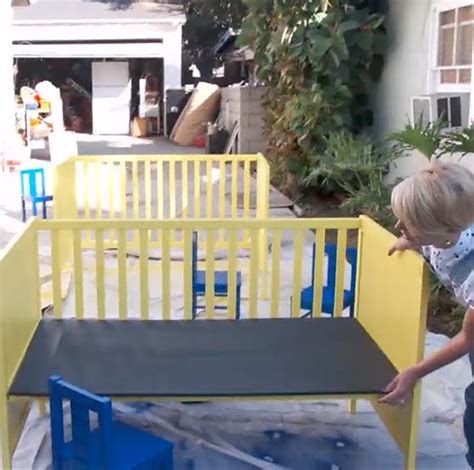 Leah Ashley Turns Old Cribs Into Play Desks Old Cribs Diy Desk Cribs