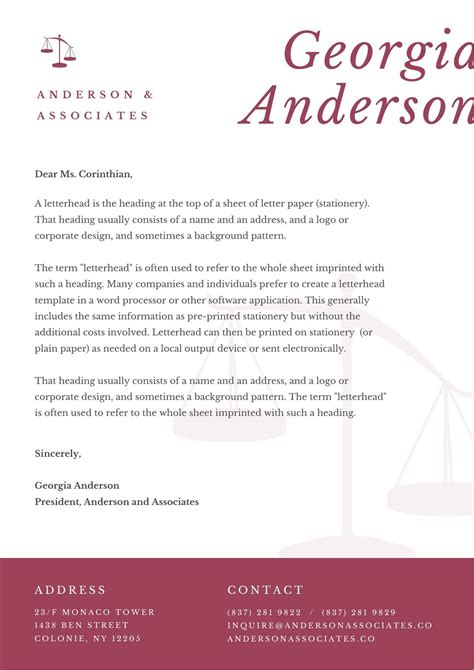 Law Firm Letterhead Examples