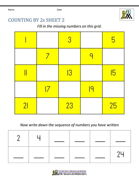 Count By 2s Worksheet Kids Learning Activity Kindergarten Math