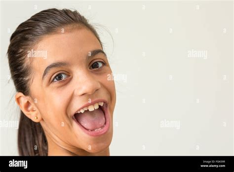Smiling Girl Side Face Stock Photo Alamy