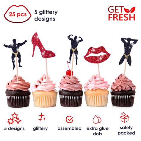 Buy Get Fresh Hen Party Cupcake Toppers Set 25 Pack Glittery