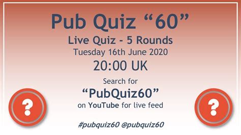 Live Tuesday Pub Quiz 8pm Start Youtube