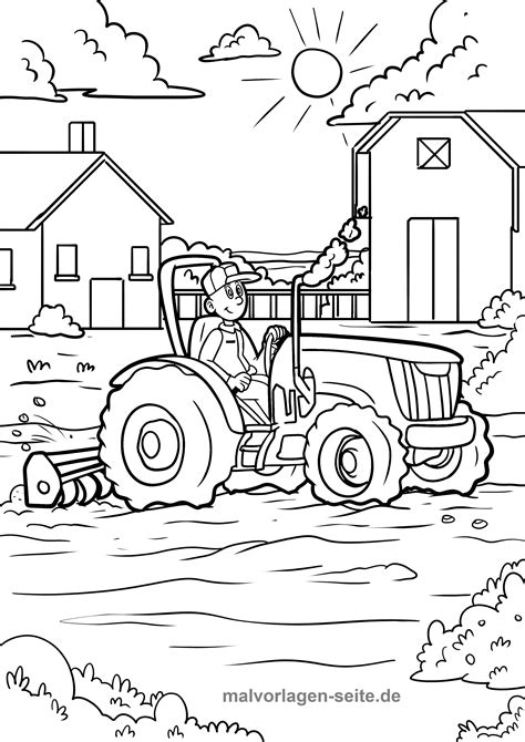 Malvorlage Bauernhof Traktor Kostenlose Ausmalbilder