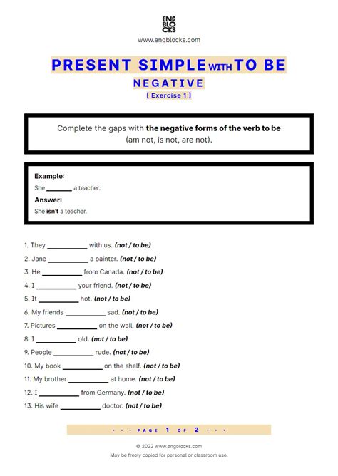 Docenteca Verb To Be Present Simple Negative Form Exercises Images The Best Porn Website