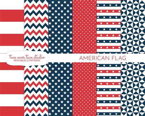 American Flag Digital Paper Independence Day Patriotic Etsy