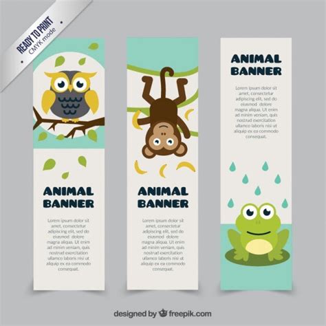 Free Vector Cute Animal Banners Template