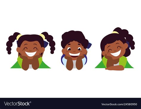 Happy Little Black Kids Characters Royalty Free Vector Image