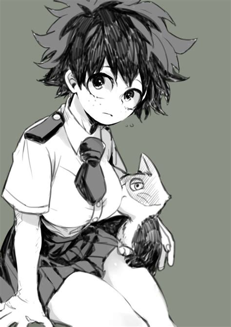 Genderbend Midoriya Izuku And Cat Todoroki Shouto Hero