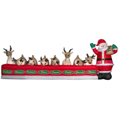 Gemmy 6 Ft Santa Feeding Eight Reindeer Inflatable G 88206 The Home Depot